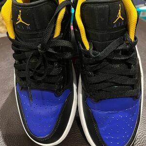 Nike Air Jordan yellow purple and black